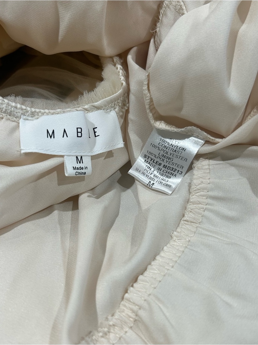 MABLE Mini Dress Mesh Tier Tulle Ruffle in Cream Size M Whimsical Fairycore NWOT - Picture 7 of 11